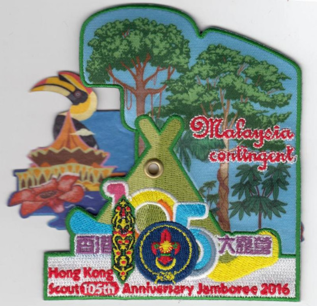 badge with moving scarf